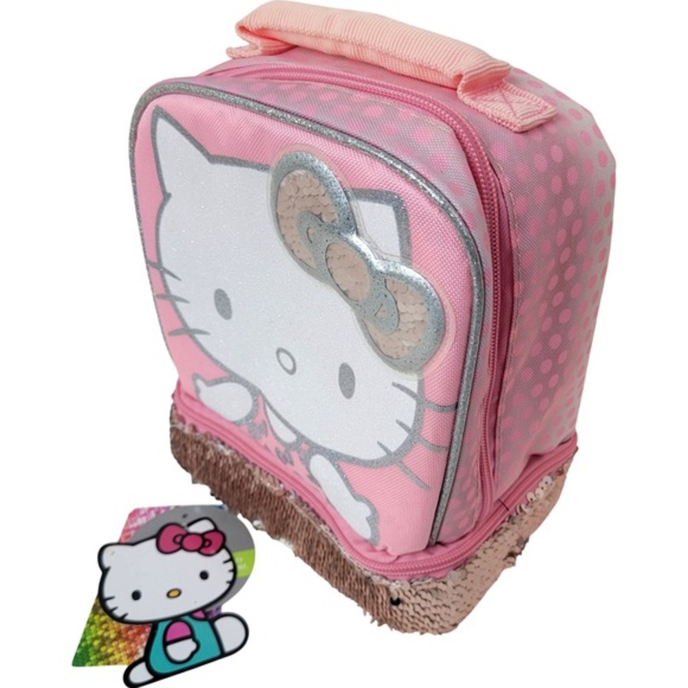 Hello Kitty Lunch Box Cooler Pink Insulated Tote Bag‎ Sequin Design BPA Free